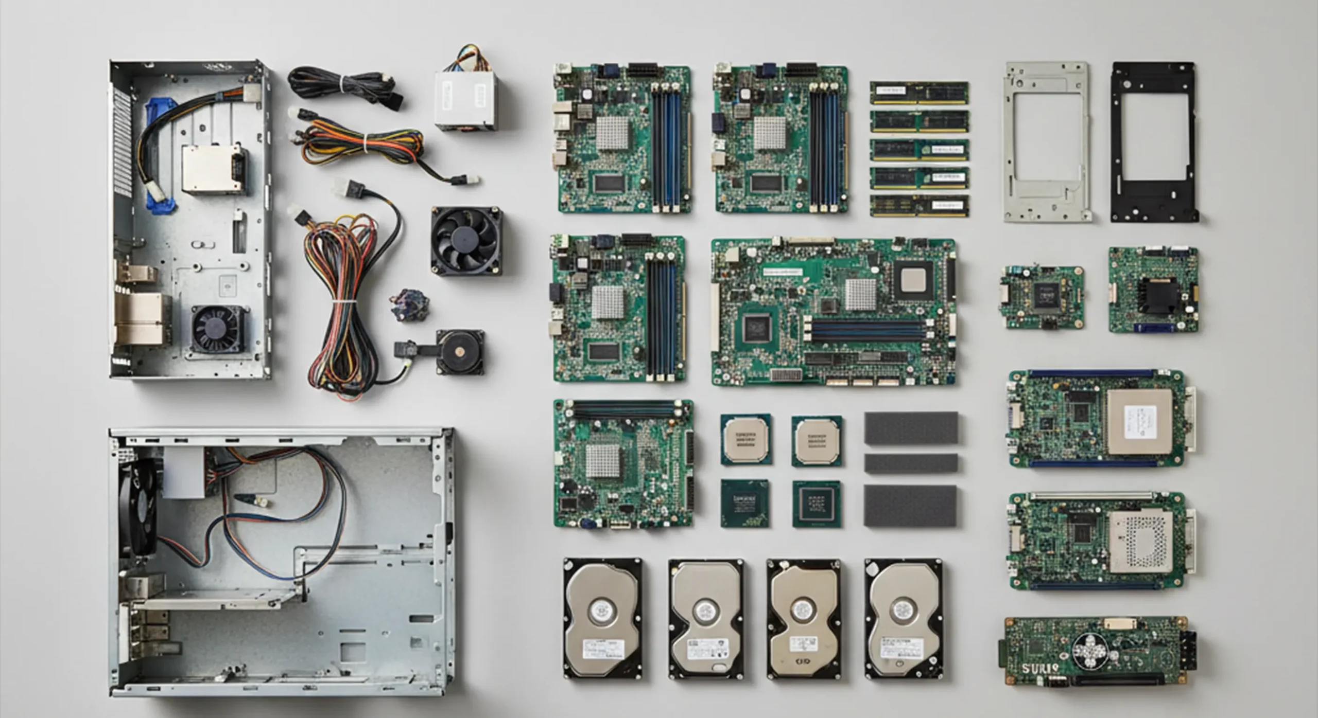 لیست کاملی از ضایعات کامپیوتری، IT و الکترونیکی شامل مادربرد، رم و هارد.