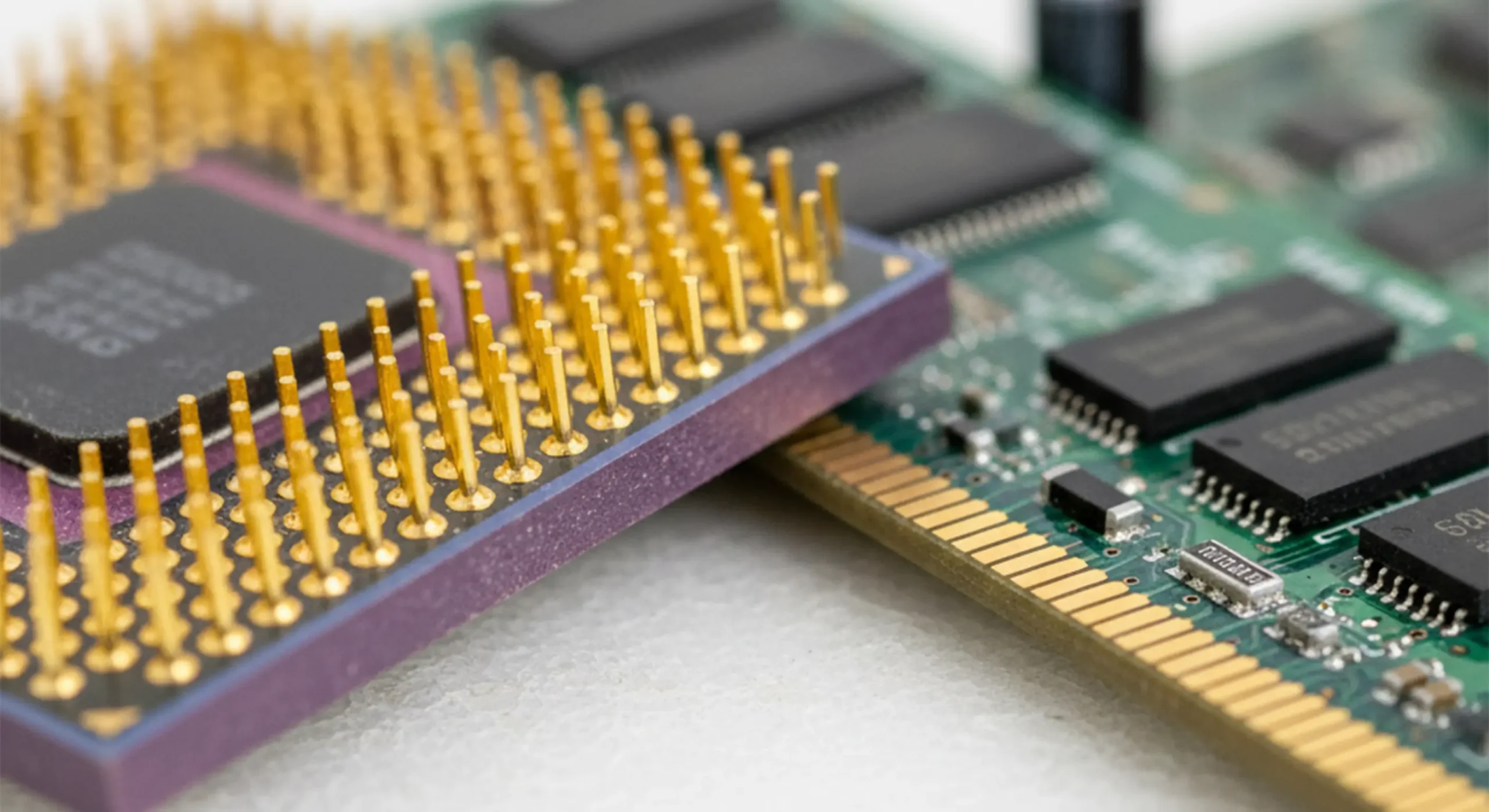 وجود طلا در پین‌های CPU و رم ضایعاتی.