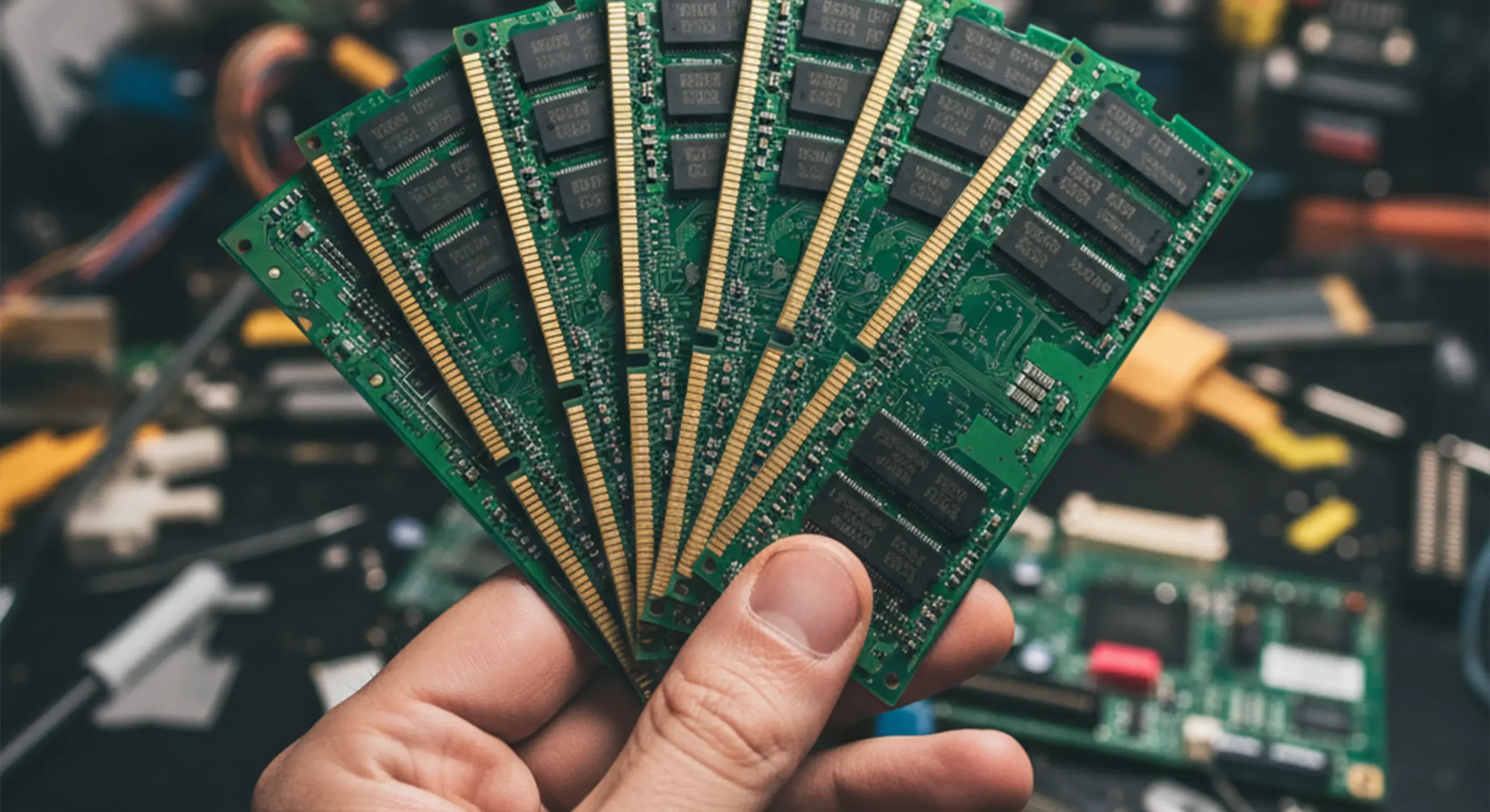 خرید ضایعات رم سوخته و قدیمی با پین‌های طلایی.