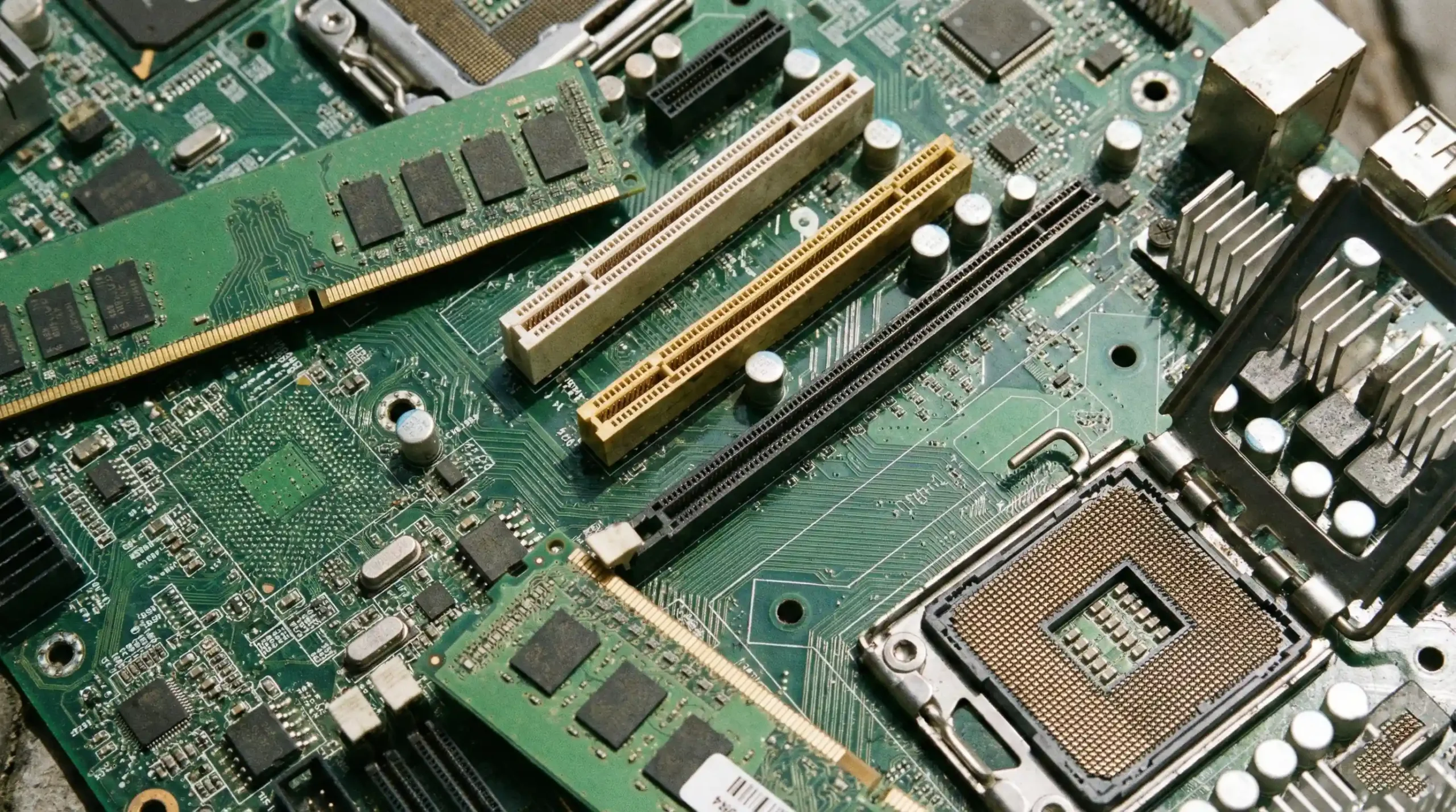 ضایعات مادربرد سرور و قطعات الکترونیکی دارای روکش طلا